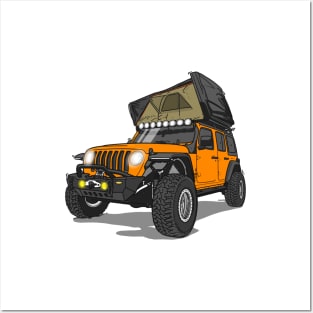 Jeep Wrangler Camp Time - Orange Posters and Art